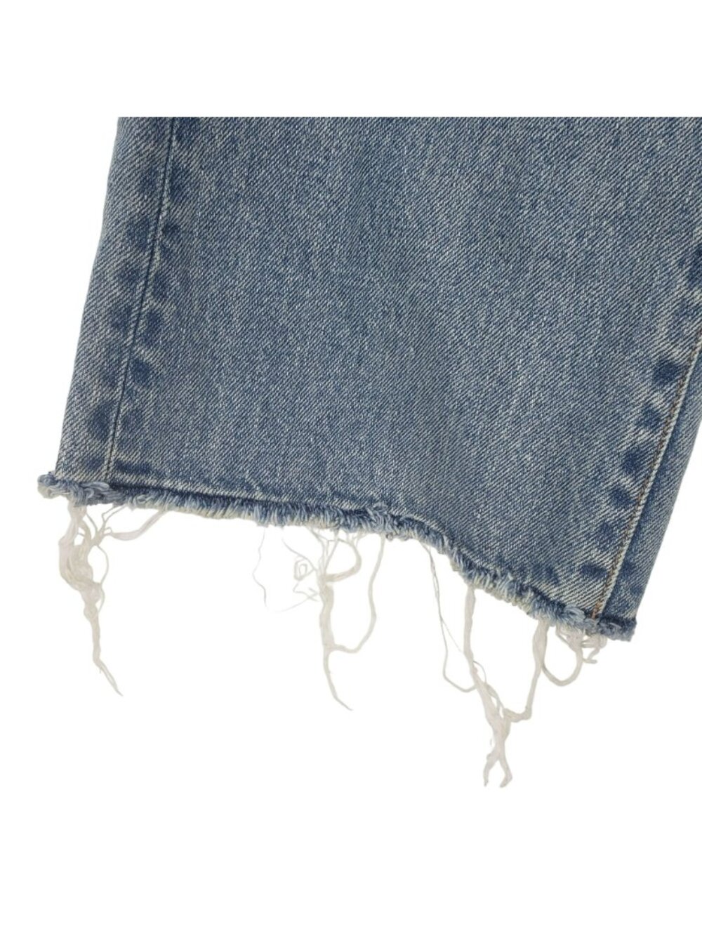 Moussy Cropped Flare Blue Light Wash Cropped Straight Leg Raw Hem Jeans - Picture 9 of 12